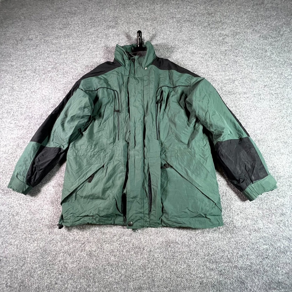 Gerry 2-in-1 Jacket Mens XL Green Fleece Lined Zip-Out Windbreaker Winter Ski